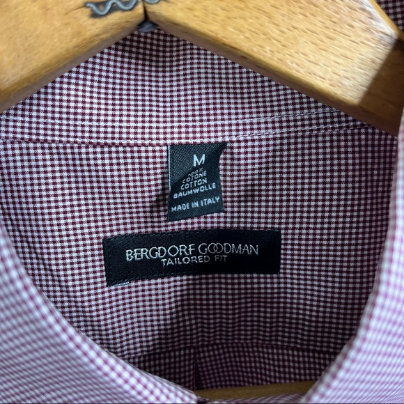 Bergdorf Goodman Gingham Tailored Fit Button Down Plaid Shirts - Picture 8 of 8